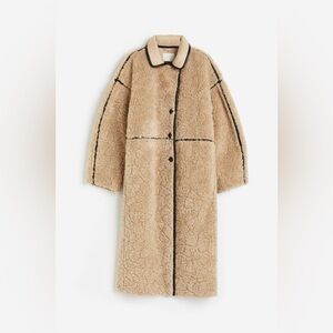 H&M Teddy Long Coat Small Beige